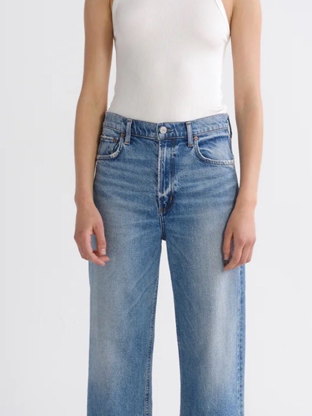 Agolde Mid-Rise Wide Leg Jeans in Washed Blue